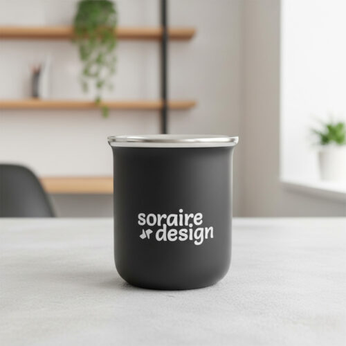 Mate Termico Personalizado Grabado Soraire Design Logo Negro