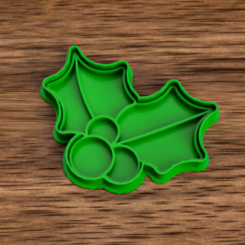 Acebo 8 cm - Cortante y sello 3D Soraire Design Ceramica Masa Pasteleria