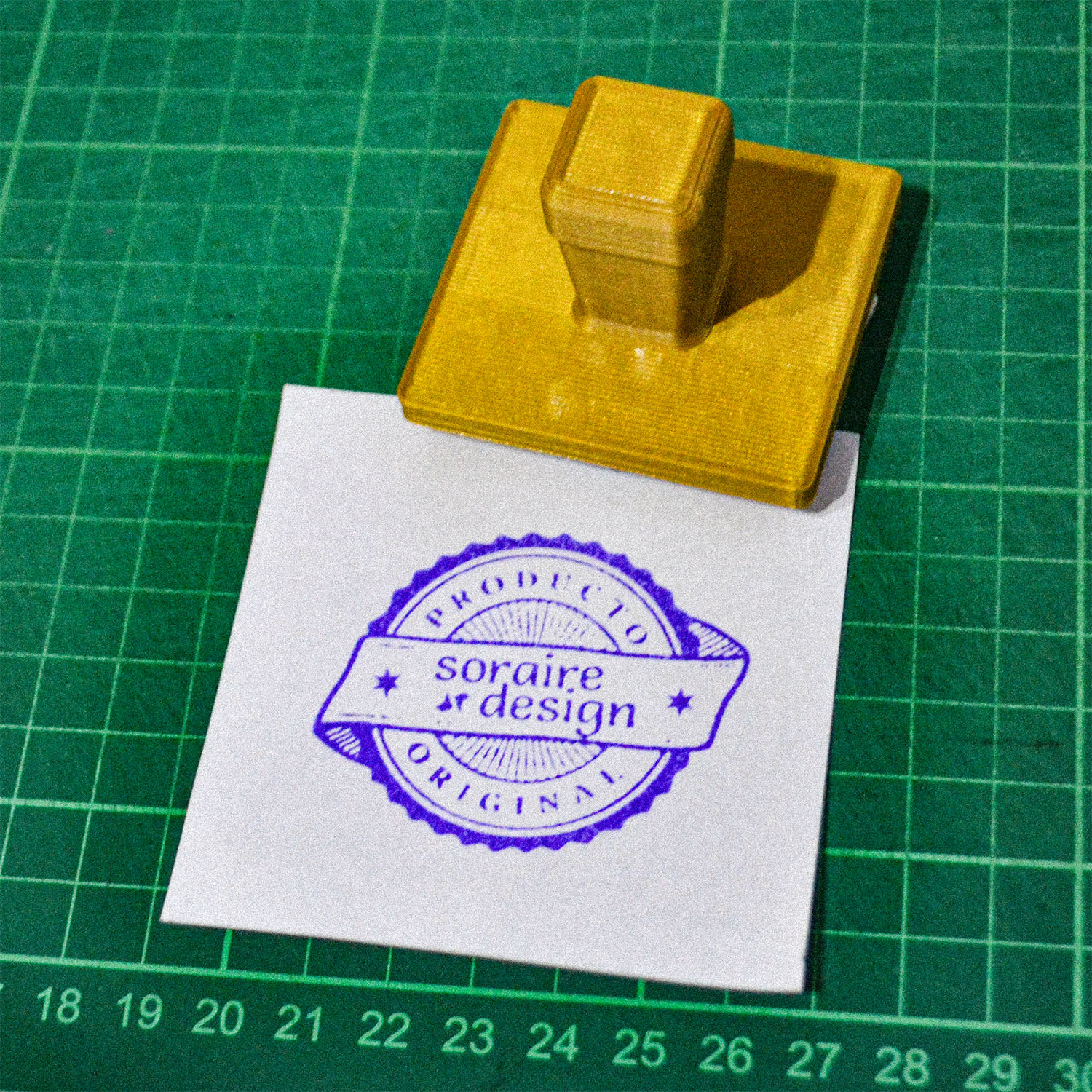 Sello de goma personalizado Soraire Design tinta