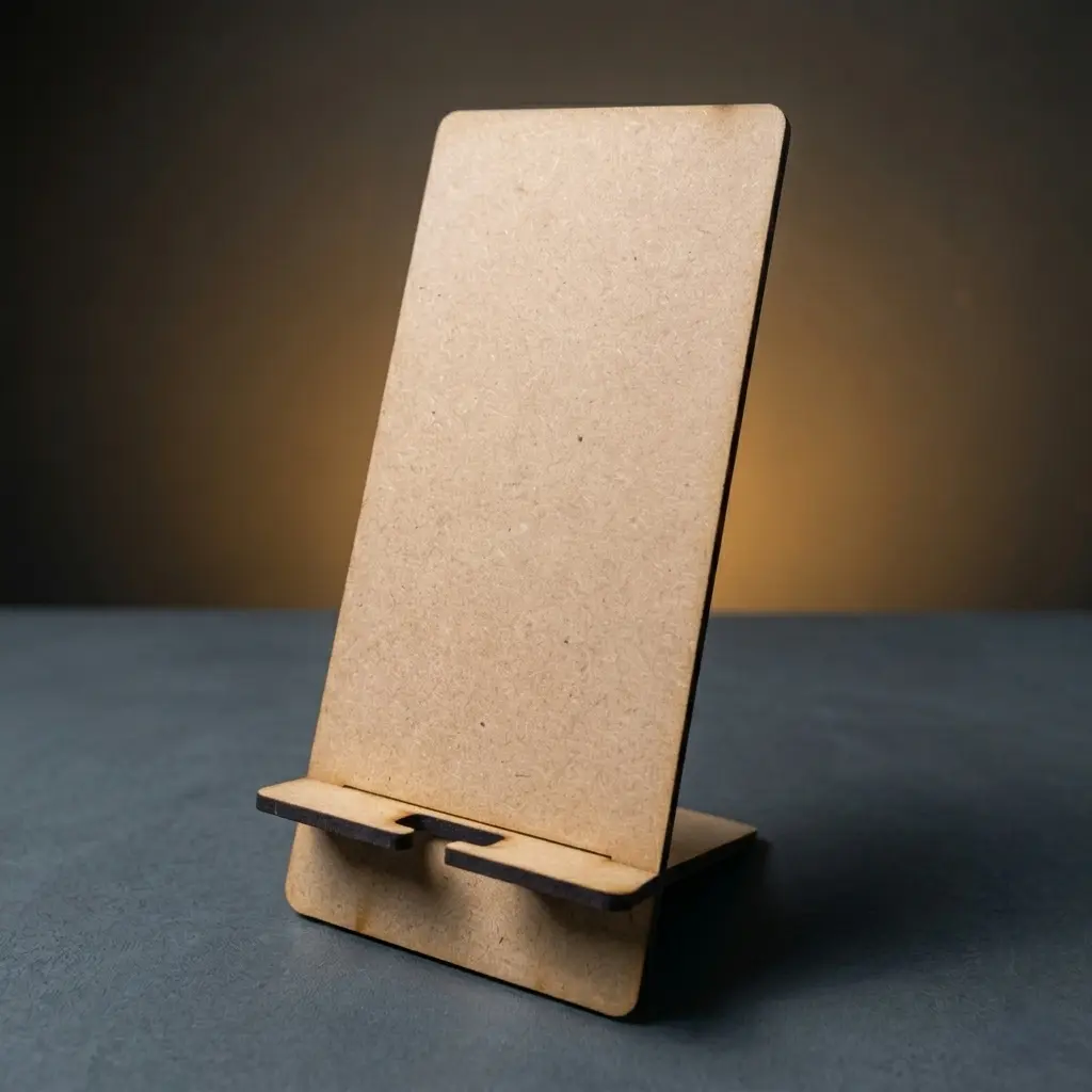 Porta celular MDF Fibrofacil Madera Corte y grabado laser personalizado DIseño Ideas Soraire Design Publicidad Liso