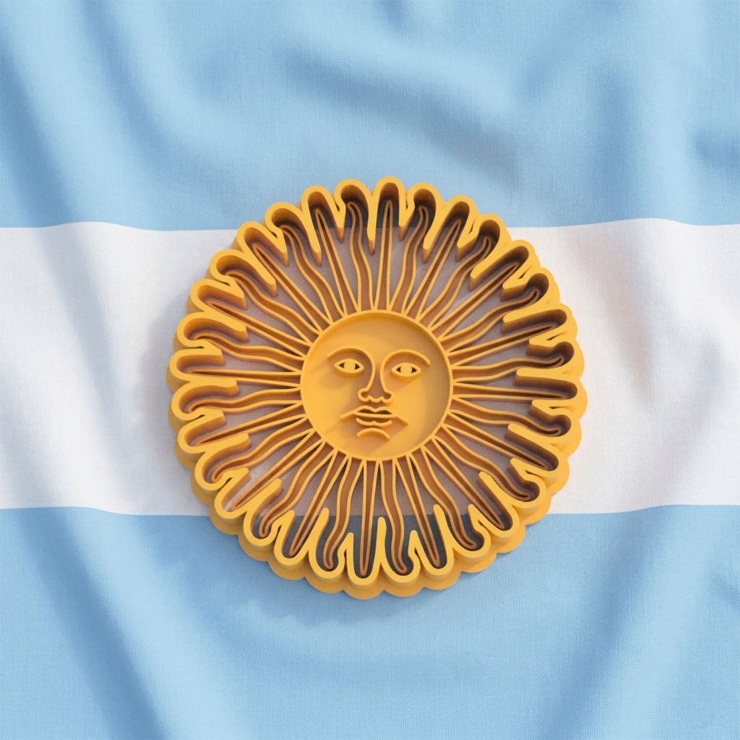 Cortante y sello 3D Sol de Mayo Bandera Argentina Personalizado Soraire Design