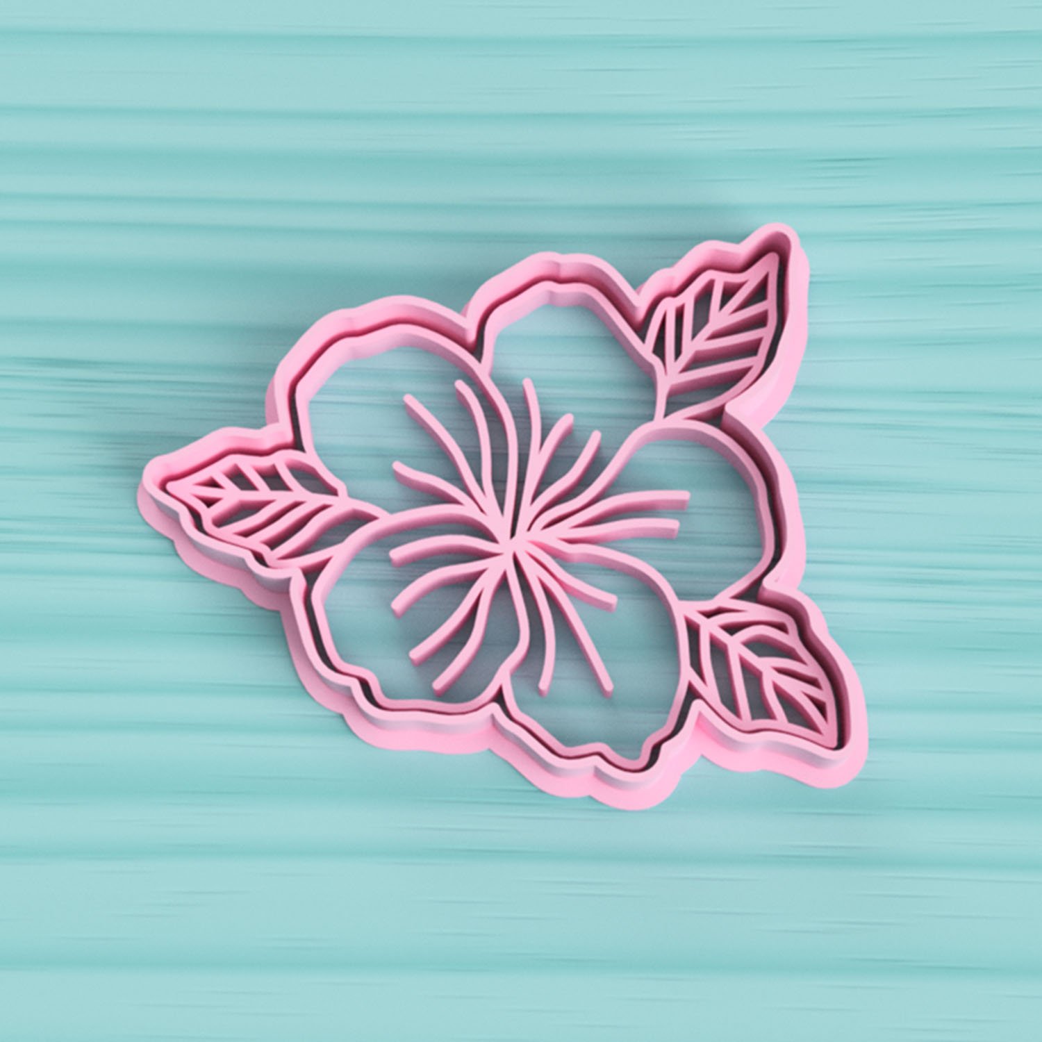 Cortante y sello flor HIBISCUS hibisco detallada personalizada Soraire Design 3D