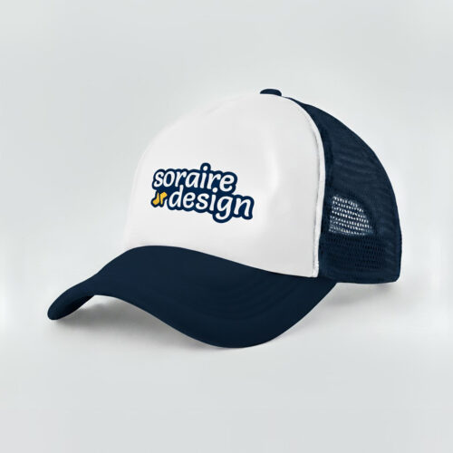 Gorra de Malla Sublimada Azul Oscuro Personalizada Soraire Design Back LOGO