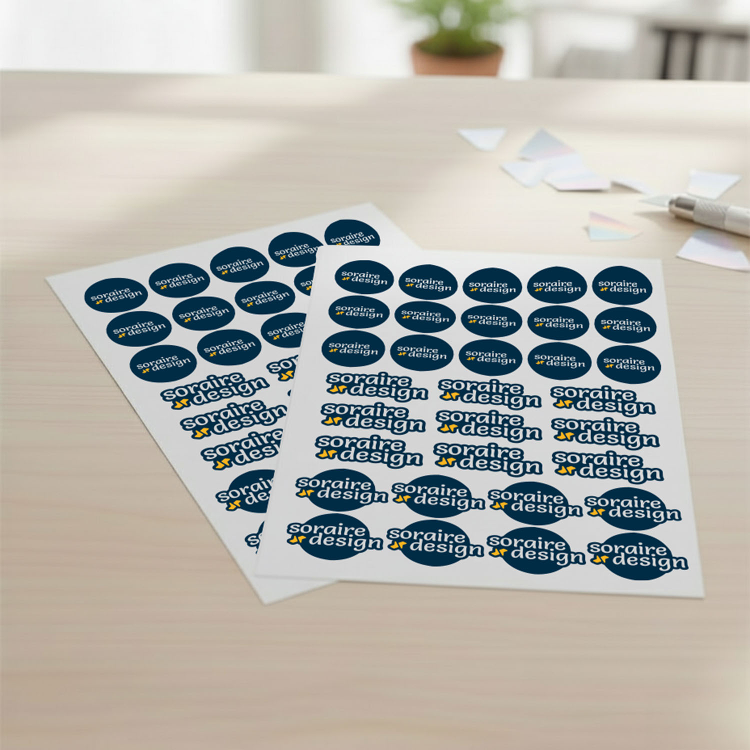 Hoja A4 de stickers de vinilo – fondo blanco personalizados