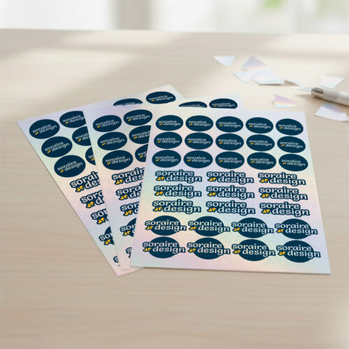 Hoja A4 de stickers de vinilo – fondo tornasolado personalizados