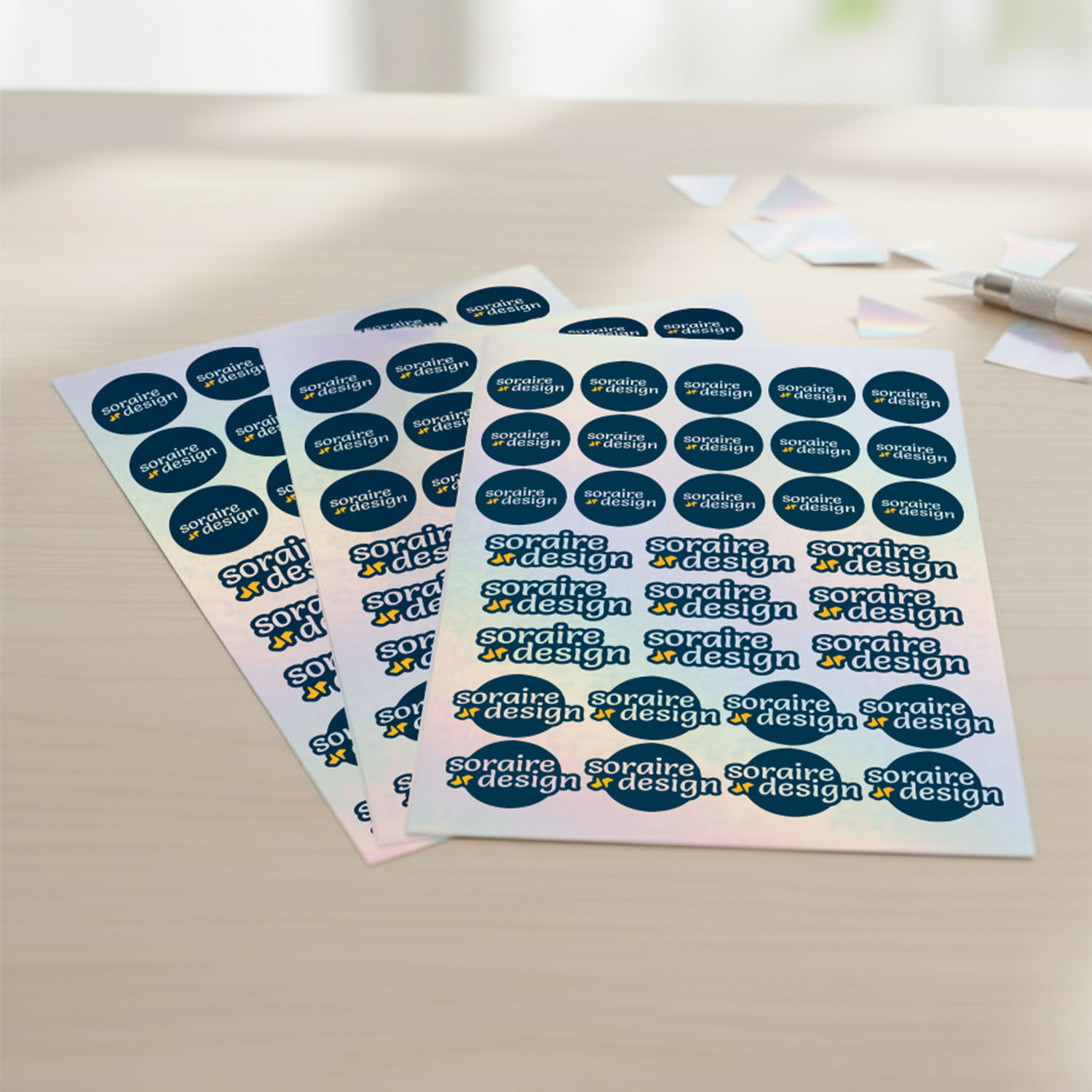 Hoja A4 de stickers de vinilo – fondo tornasolado personalizados