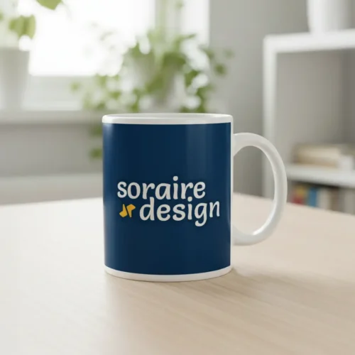Taza cerámica blanca recta Sublimada Personalizada Soraire Design LOGO