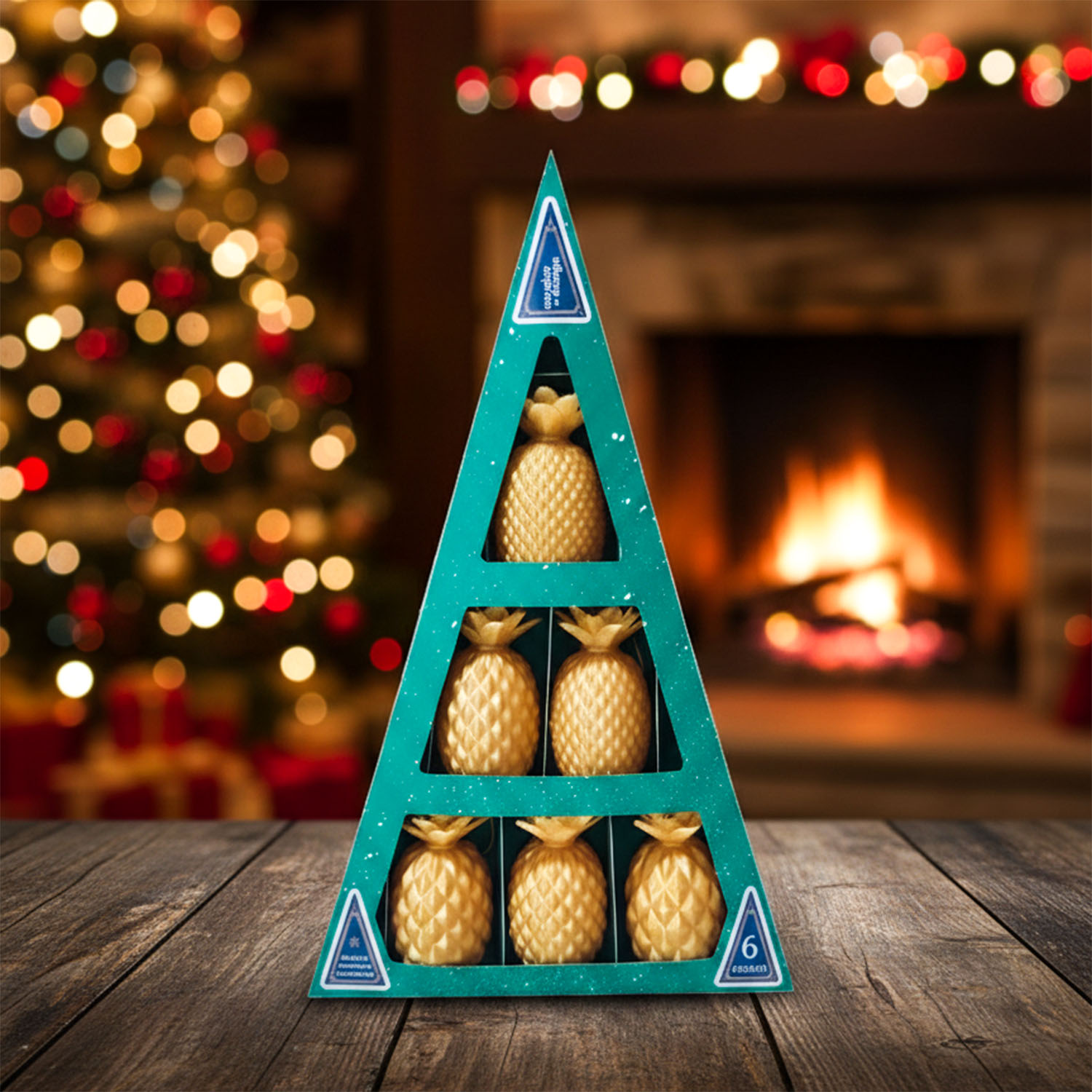 Set Ananás Ornamentos (x6) Soraire Design Adornos Navideños Navidad en caja Dorado