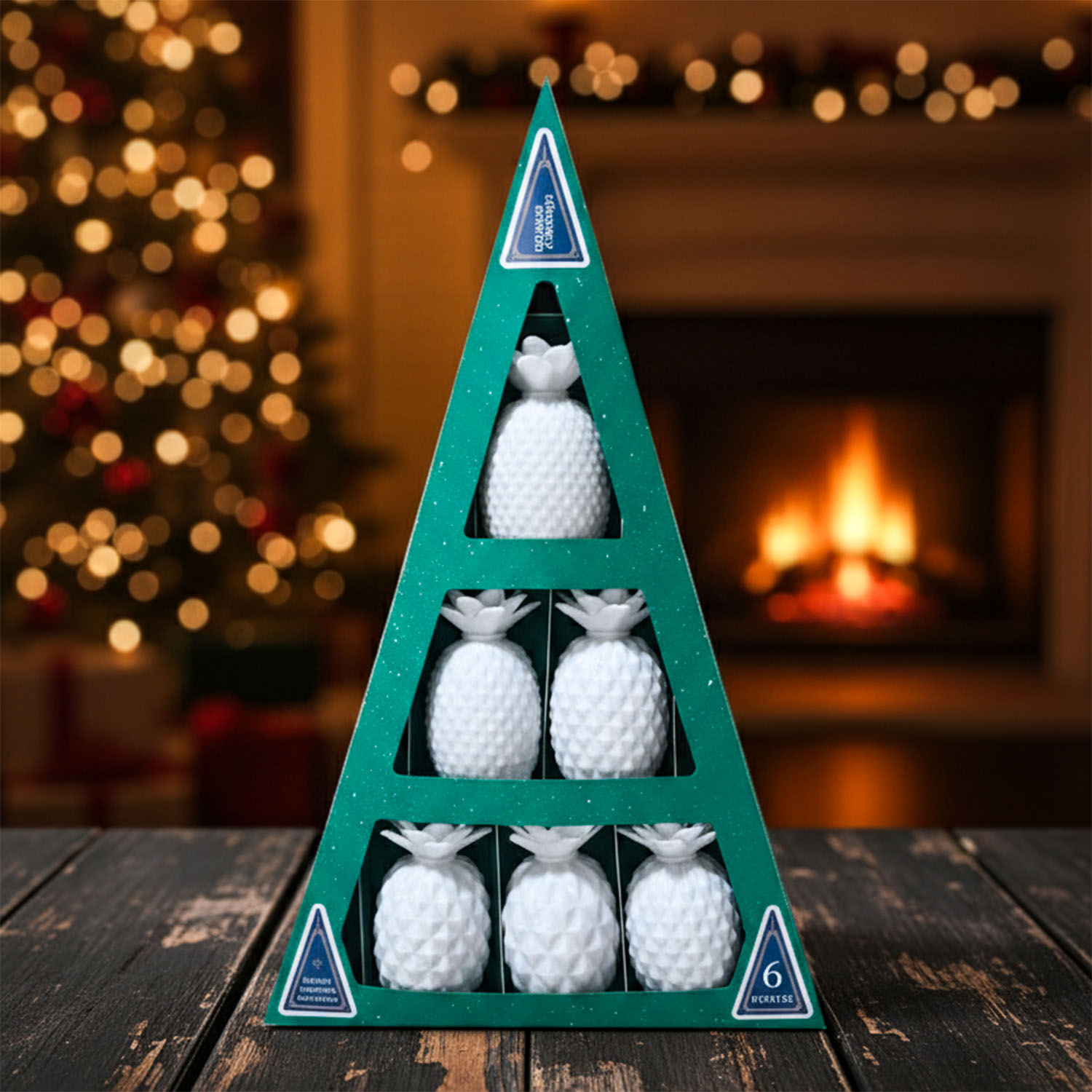 Set Ananás Ornamentos (x6) Soraire Design Adornos Navideños Navidad en caja mármol