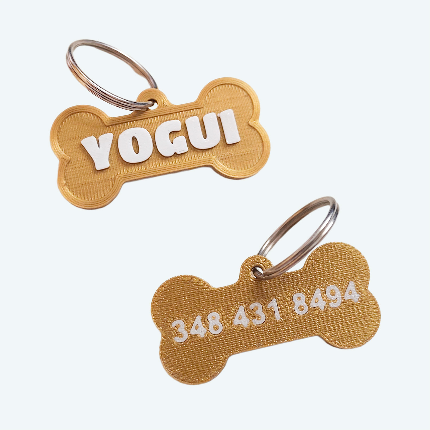 Chapita para Mascotas 3D Impresion Soraire Design Hueso - 50x27mm Adelante