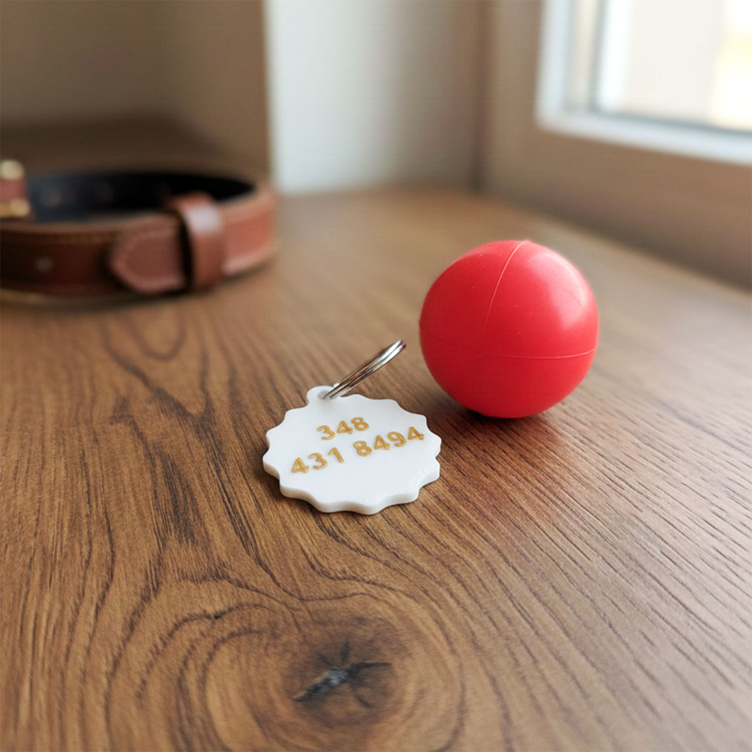 Chapita para Mascotas 3D Impresion Soraire Design Insignia Feston - 4cm Atras Perro