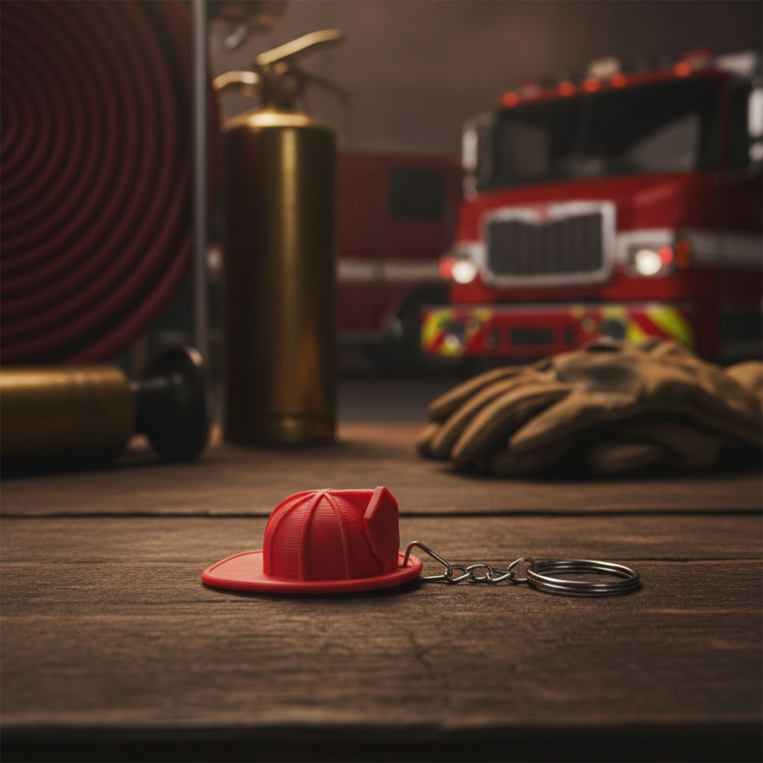 Llavero 3D Casco de bomberos Impresion Soraire Design Objeto Voluntarios