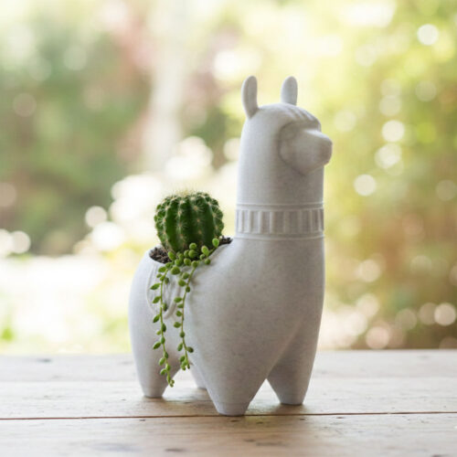 Llama Maceta Contenedor Cactus Suculenta Soraire Design Jardin Marmol Impresion 3D Decoracion Hogar (1)