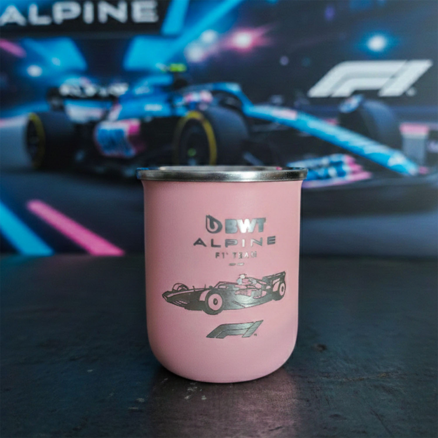 Mate termico grabado personalizado COlapinto Alpine F1 A626 Soraire Design Laser rosa metal (1)