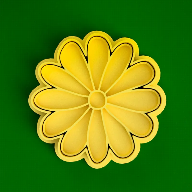 Flor Margarita 7 cm - Cortante y sello 3D Soraire Design