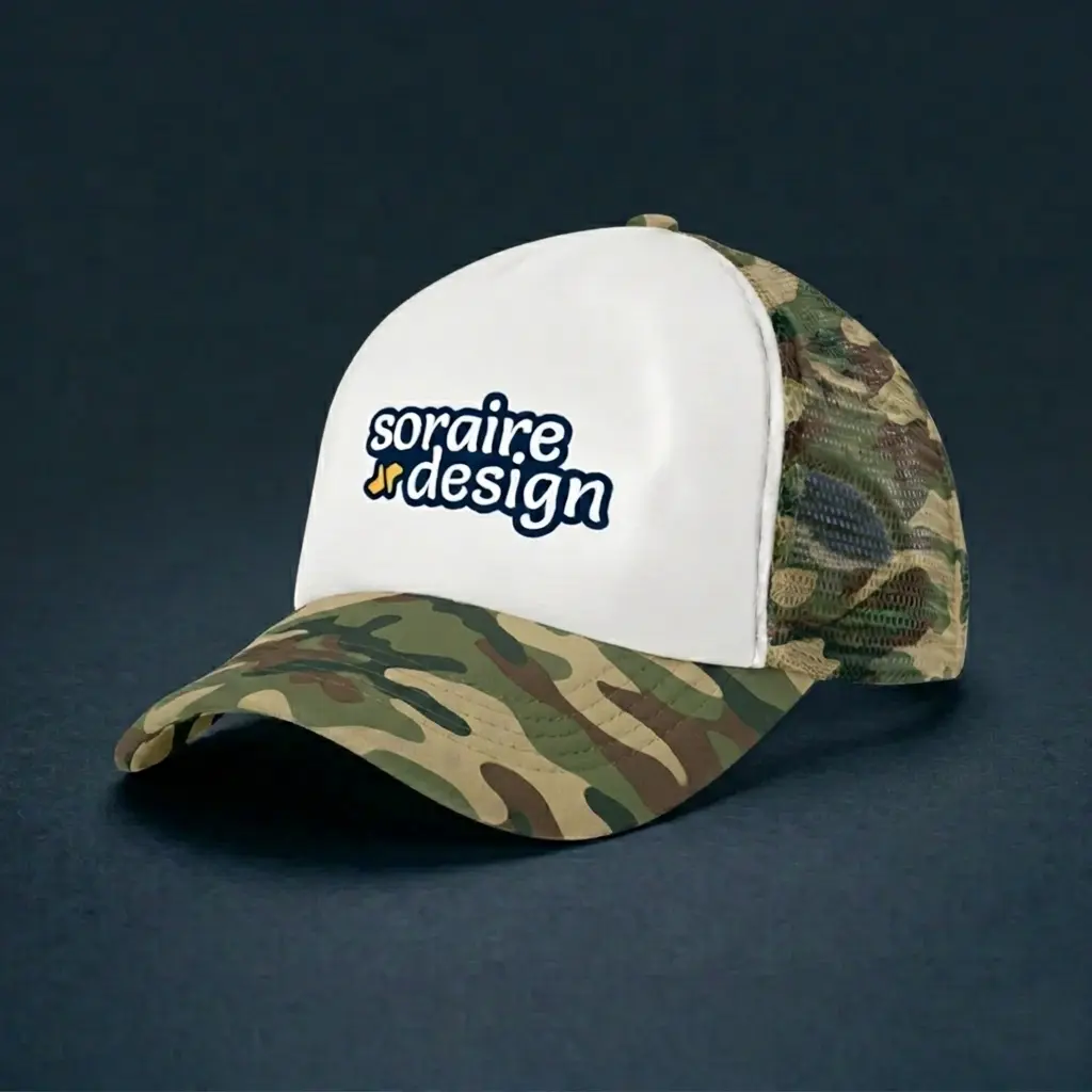 Gorra de Malla Trucker Sublimada Camuflada Personalizada Soraire Design LOGO