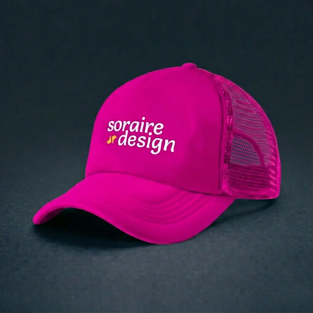 Gorra de Malla Trucker Sublimada Fucsia Pleno Personalizada Soraire Design LOGO