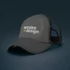 Gorra de Malla Trucker Sublimada Gris Oscuro Pleno Personalizada Soraire Design LOGO