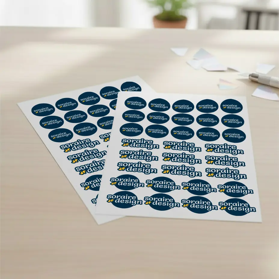 Hoja A4 de stickers de vinilo – fondo blanco