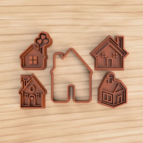 Kit Casitas de Chocolate x5 Sellos Cortantes 3D