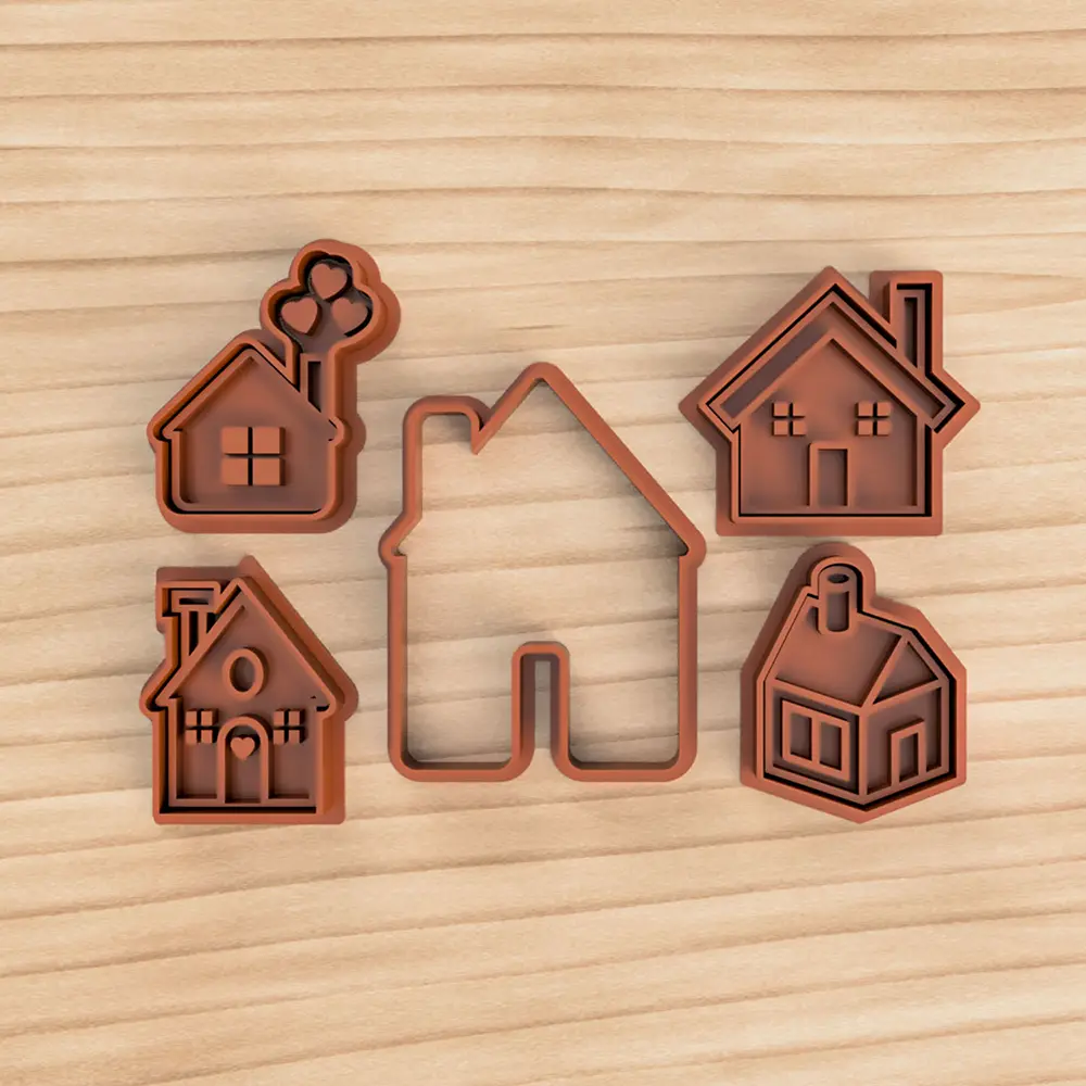 Kit Casitas de Chocolate x5 Sellos Cortantes 3D