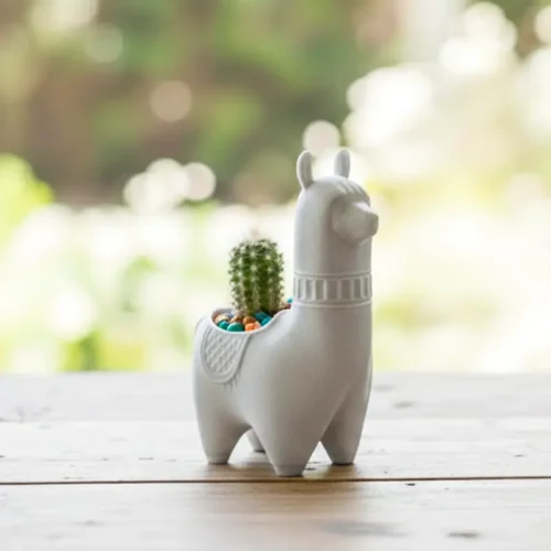 Llama Maceta Contenedor Cactus Suculenta Soraire Design Jardin Marmol Impresion 3D Decoracion Hogar (3)