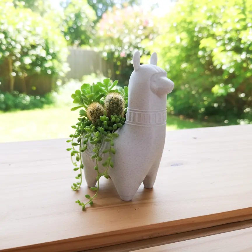 Llama Maceta Contenedor Cactus Suculenta Soraire Design Jardin Marmol Impresion 3D Decoracion Hogar (5)