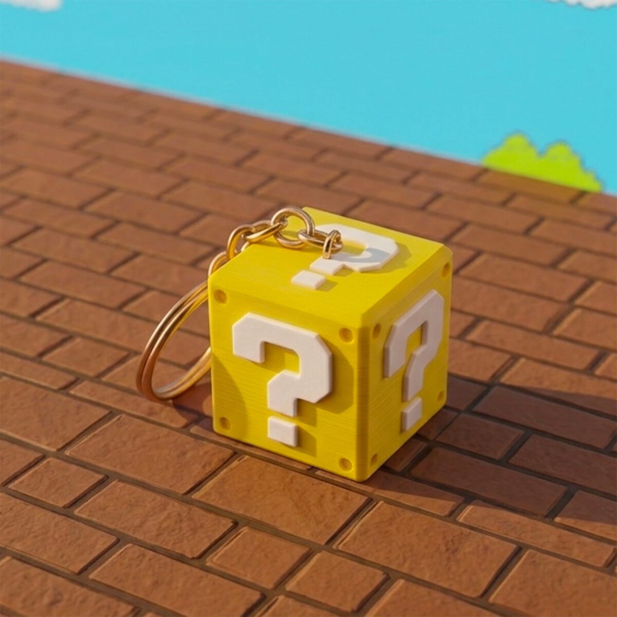 Llavero 3D Impresion Soraire Design Diseño Original Cubo Caja Mario Bros Pregunta (3)