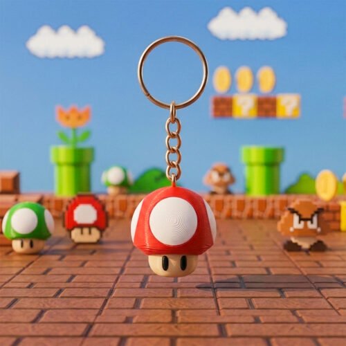 Llavero 3D Impresion Soraire Design Diseño Original Super Mushroom Hongo Mario Bros (1)