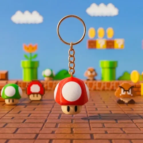 Llavero 3D Impresion Soraire Design Diseño Original Super Mushroom Hongo Mario Bros (1)