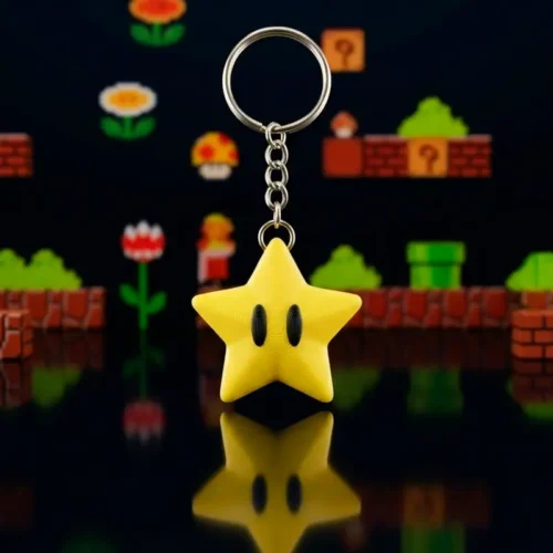 Llavero 3D Impresion Soraire Design Diseño Original Super Star Mario Bros Estrella (1)