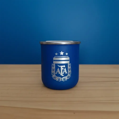 Mate termico grabado personalizado AFA Seleccion Argentina Tres Estrellas Soraire Design Laser rosa metal