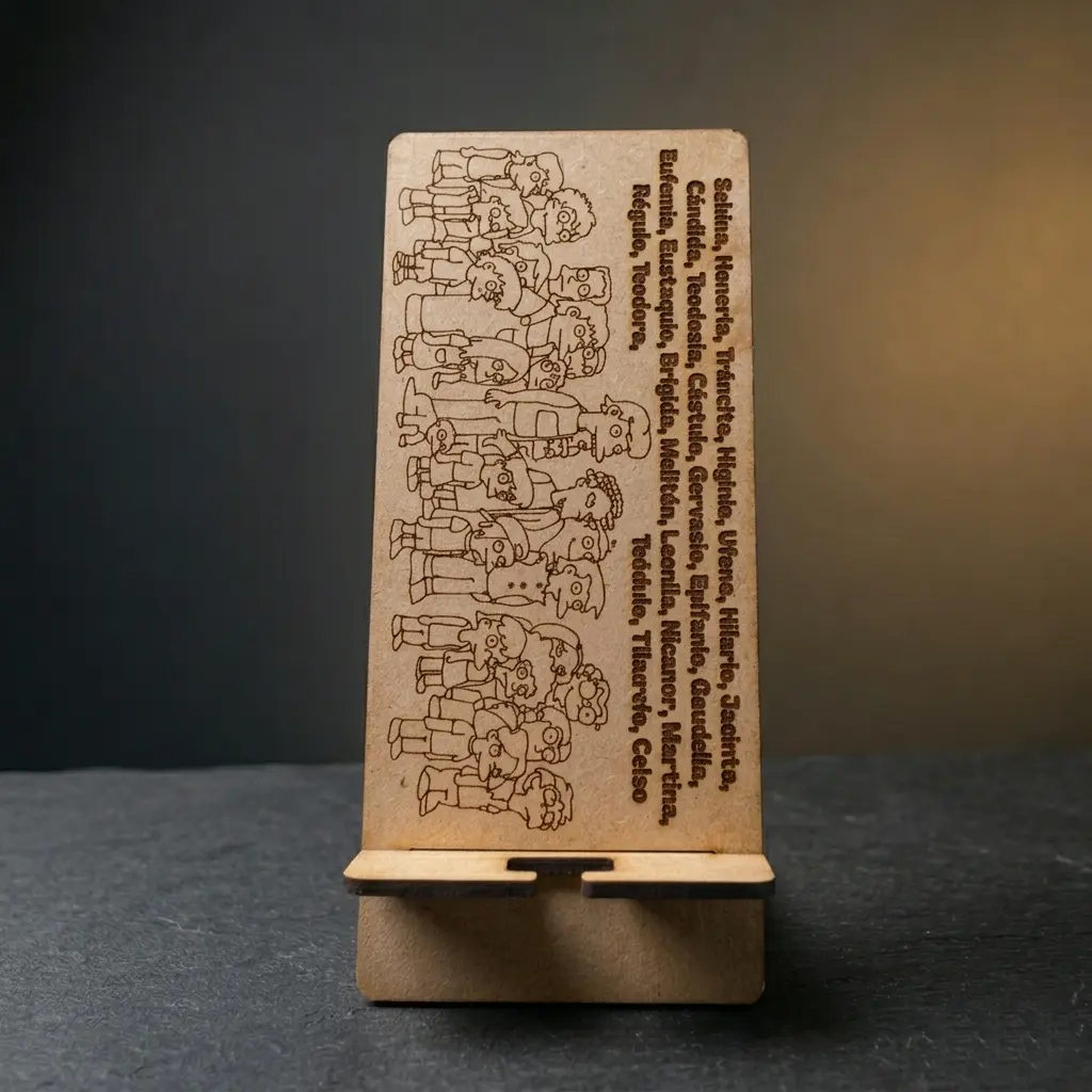 Porta celular MDF Fibrofacil Madera Corte y grabado laser personalizado DIseño Ideas Soraire Design Publicidad Hijos de Cletus