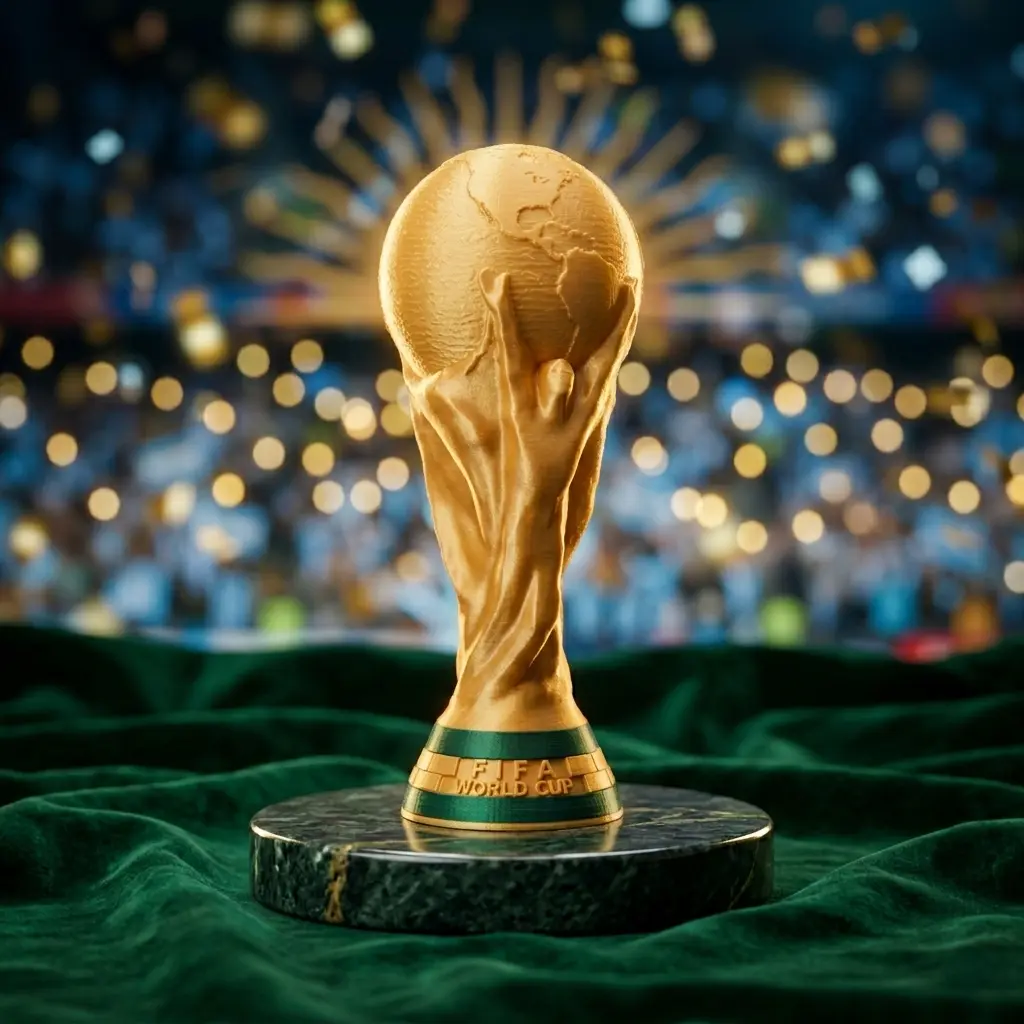 Replica Copa del Mundo World Cup Mundial Soraire Design Impresion 3D Metalizada Tamaño Real 29cm (1)