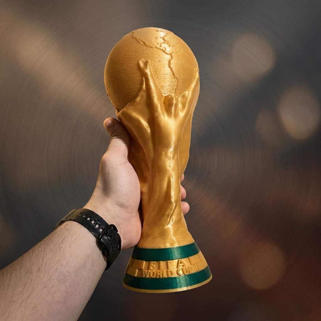 Replica Copa del Mundo World Cup Mundial Soraire Design Impresion 3D Metalizada Tamaño Real 29cm (2)