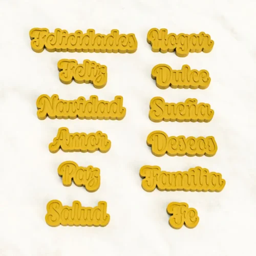 Set Sellos palabras Navideñas 3D Personalizado Soraire Design Ceramica Masa