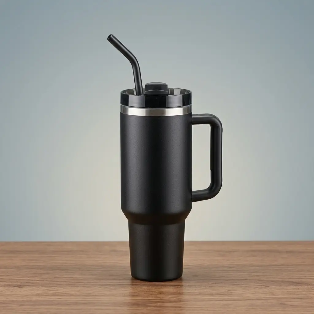 Vaso Quencher (1,2 L) con Pico y Bombilla Tumbler - Negro