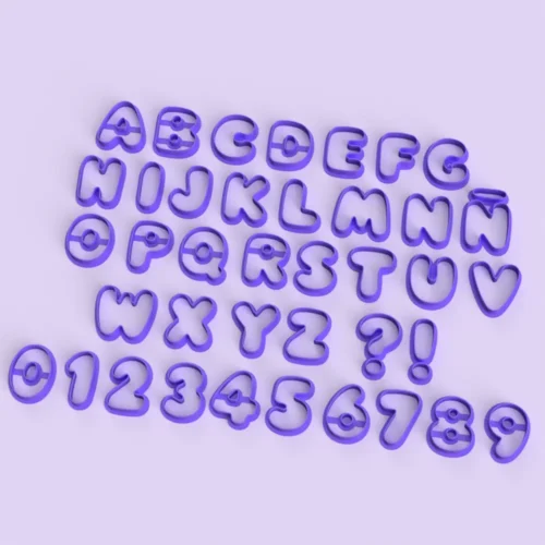 Cortantes Letras / Números Estilo Bubble 5cm - Incluye signo de exclamación e interrogación