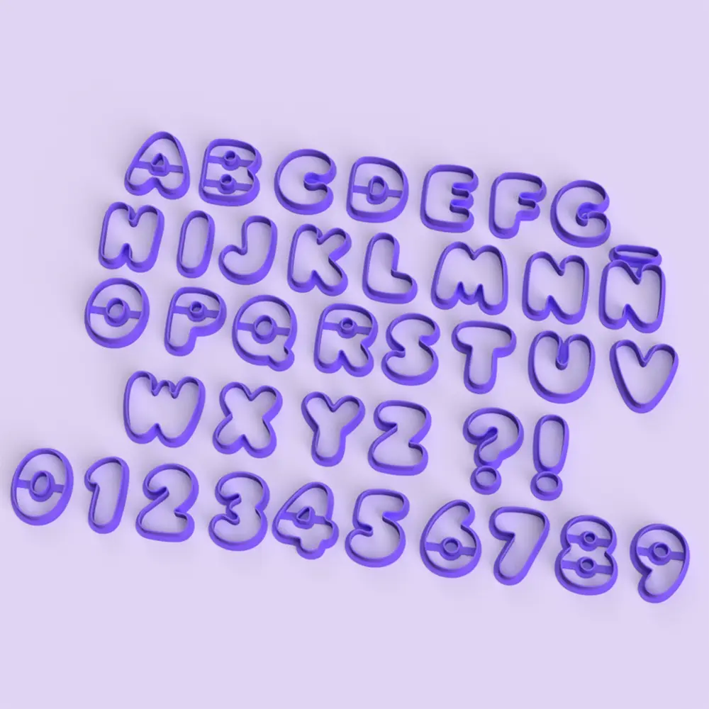 Cortantes Letras / Números Estilo Bubble 5cm - Incluye signo de exclamación e interrogación