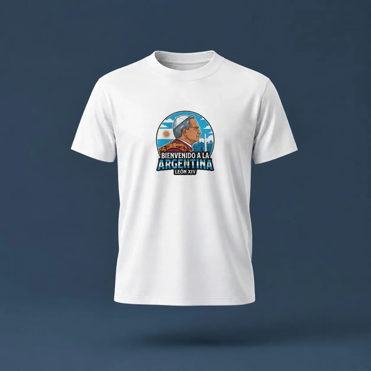 Remera estampada Bienvenido Papa Leon XIV Argentina Color Soraire Design