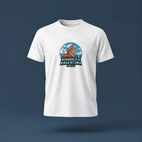 Remera estampada Bienvenido Papa Leon XIV Argentina Color Soraire Design