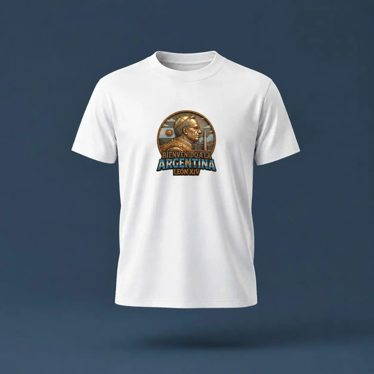 Remera estampada Bienvenido Papa Leon XIV Argentina Metal Soraire Design