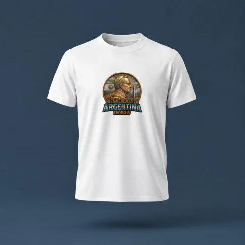 Remera estampada Bienvenido Papa Leon XIV Argentina Metal Soraire Design